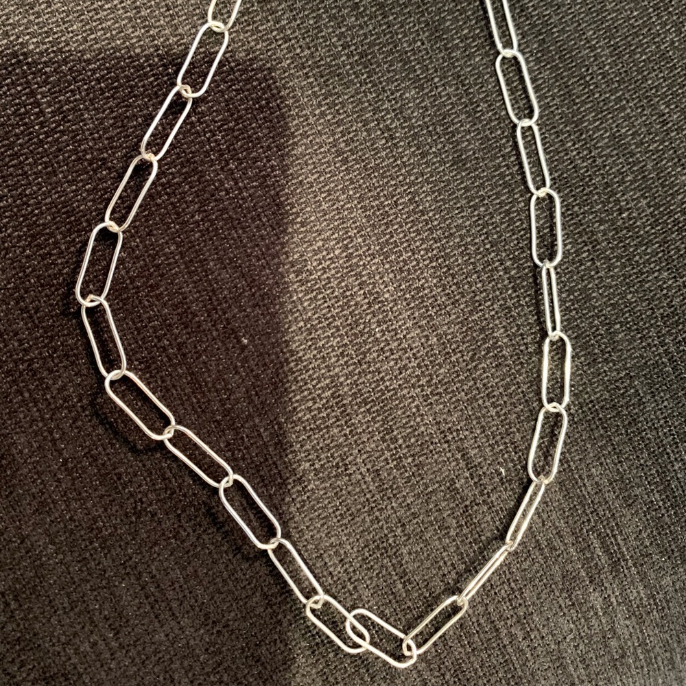Silver paper clip chain necklace (or bracelet)